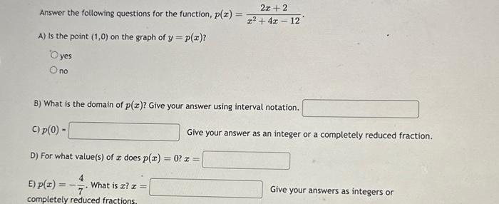 Solved Answer the following questions for the function, | Chegg.com