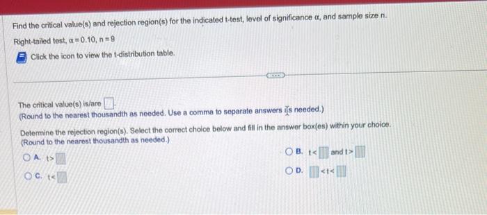 Solved Find the critical value(s) and rejection region(s) | Chegg.com
