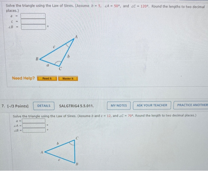 Solved Solve the triangle using the Law of Sines. (Assume b | Chegg.com