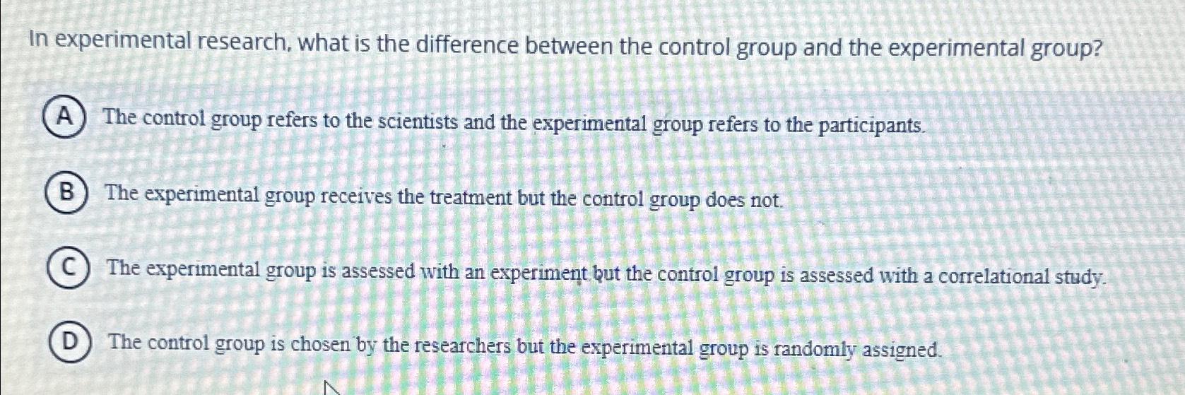 difference between experimental group and control group in psychology