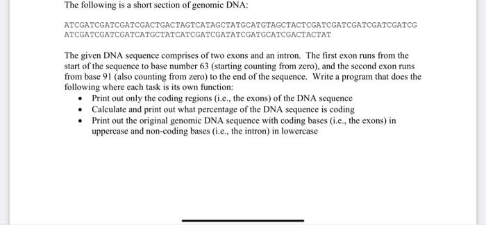 Solved The following is a short section of genomic DNA: | Chegg.com