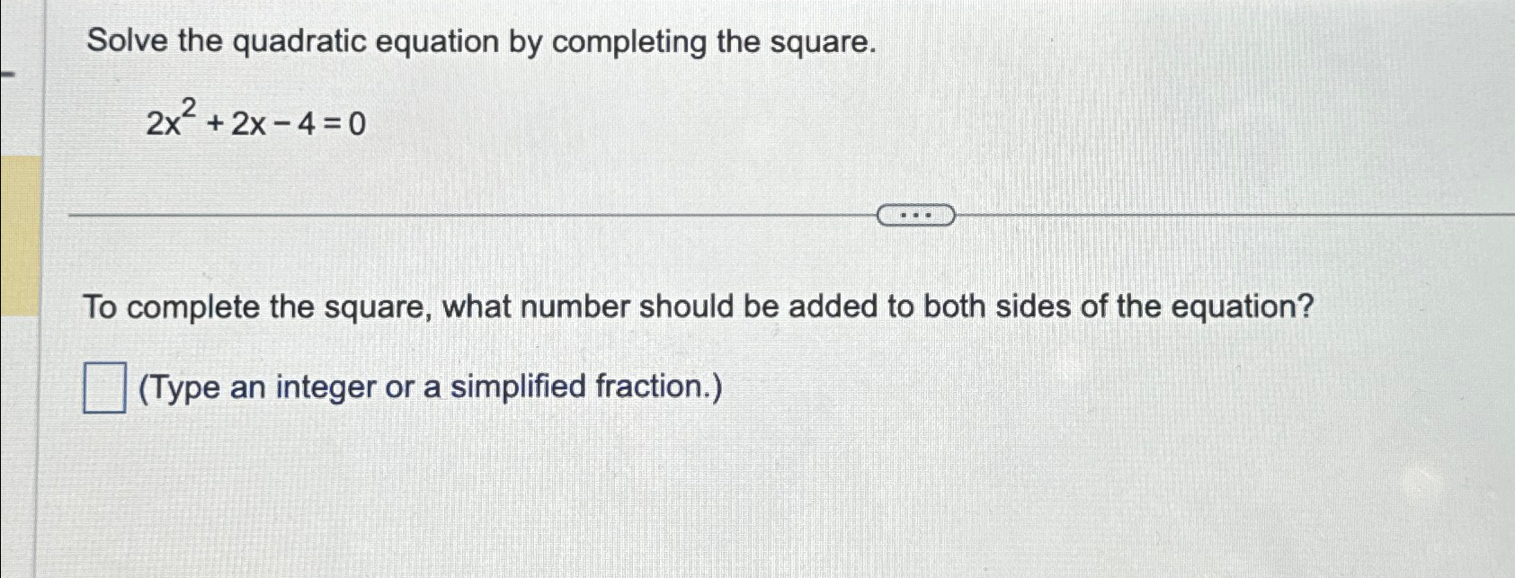 Solved Solve the quadratic equation by completing the | Chegg.com