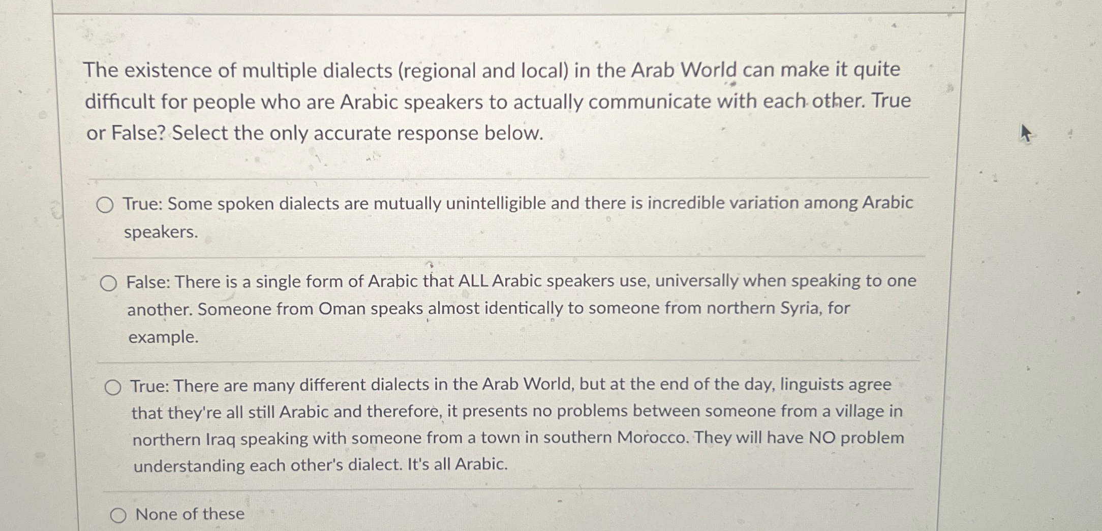 Picture of Solved The existence of multiple dialects (regional and | Chegg.com