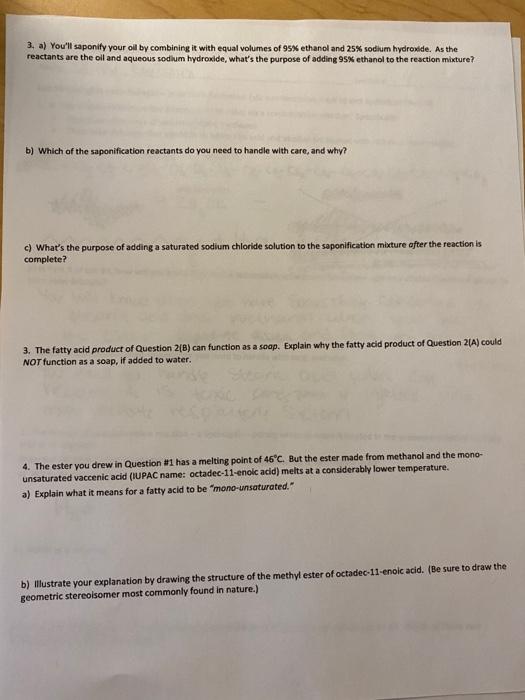 Solved Lab 4 Preparation and Properties of Esters and Soap