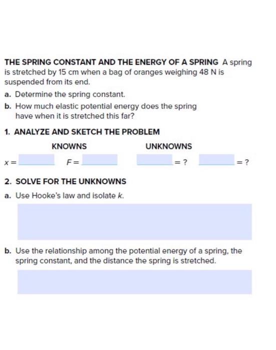Solved THE SPRING CONSTANT AND THE ENERGY OF A SPRING A | Chegg.com