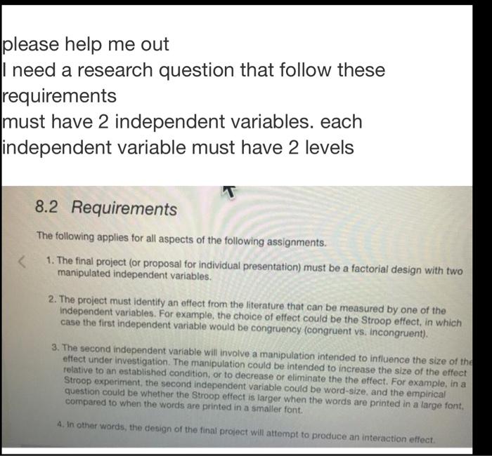 Solved i need a research question, a couple examples of a | Chegg.com