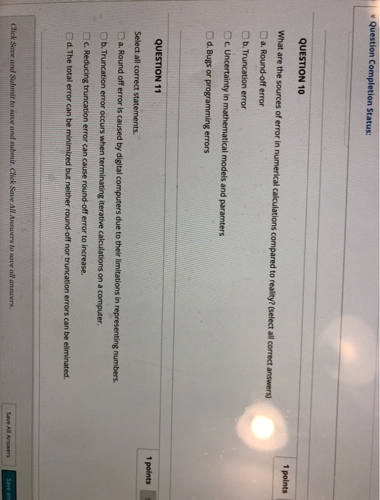 Solved Question Completion Status: QUESTION 10 1 points What | Chegg.com