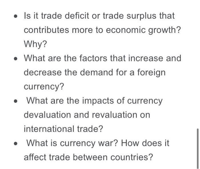 Solved Trade Balance and Exchange Rates A balance of trade
