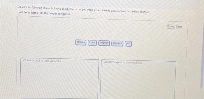 Solved Classify the following elements based on whether or | Chegg.com
