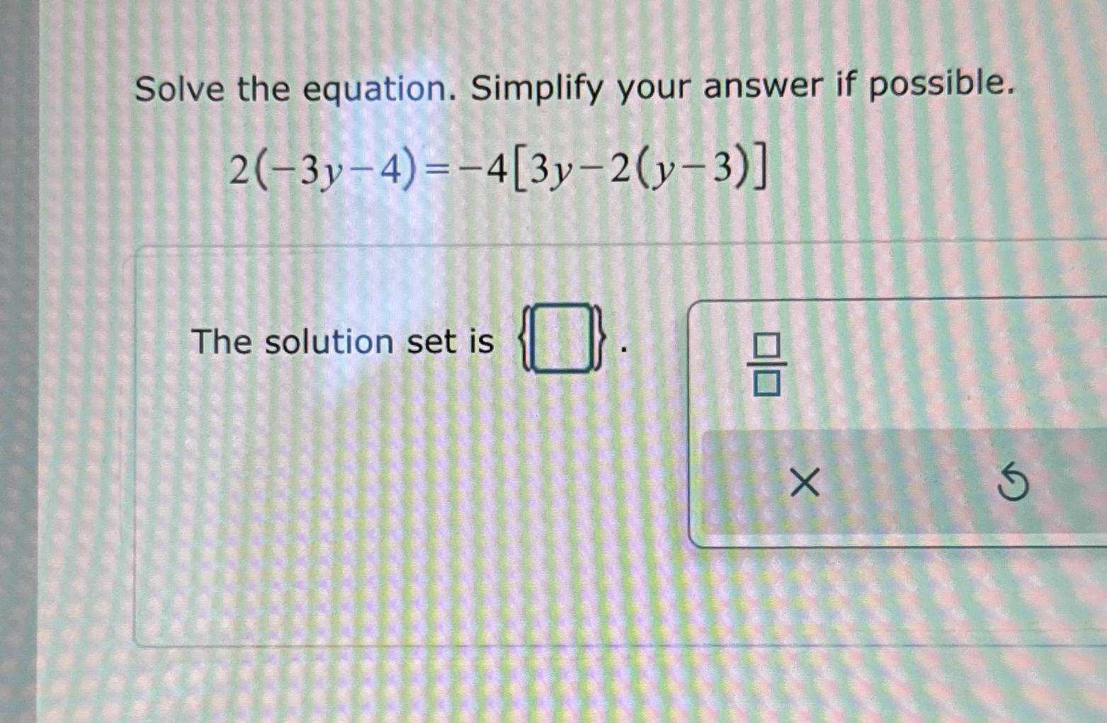 Solved Solve the equation. Simplify your answer if | Chegg.com