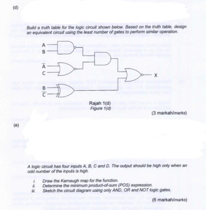 Solved (d) Build a truth table for the logic circuit shown | Chegg.com