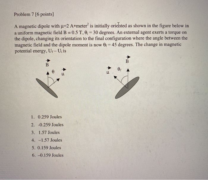 Solved Problem 7 [6 points) A magnetic dipole with u-2 | Chegg.com
