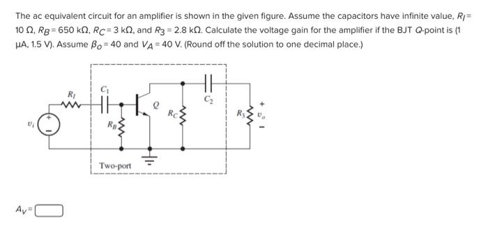 Solved The ac equivalent circuit for an amplifier is shown | Chegg.com