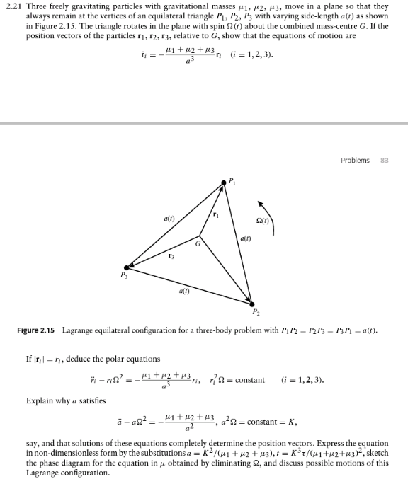 2.21 Three freely gravitating particles with | Chegg.com