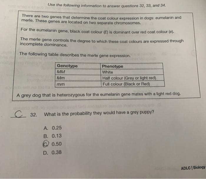 Solved Use The Following Information To Answer Questions 32, | Chegg.com