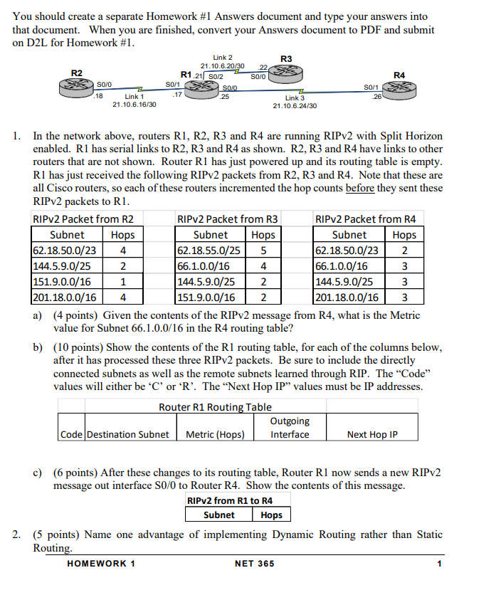 Solved You should create a separate Homework #1 ﻿Answers | Chegg.com