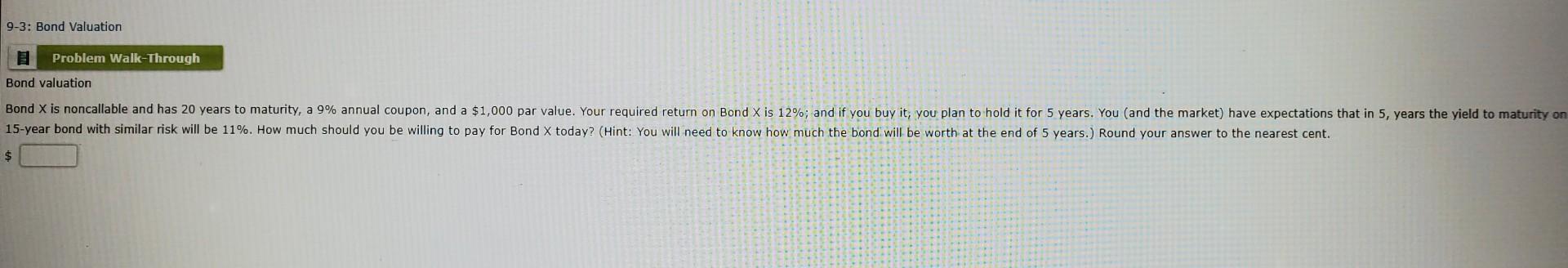 Solved Bond Valuation Chegg