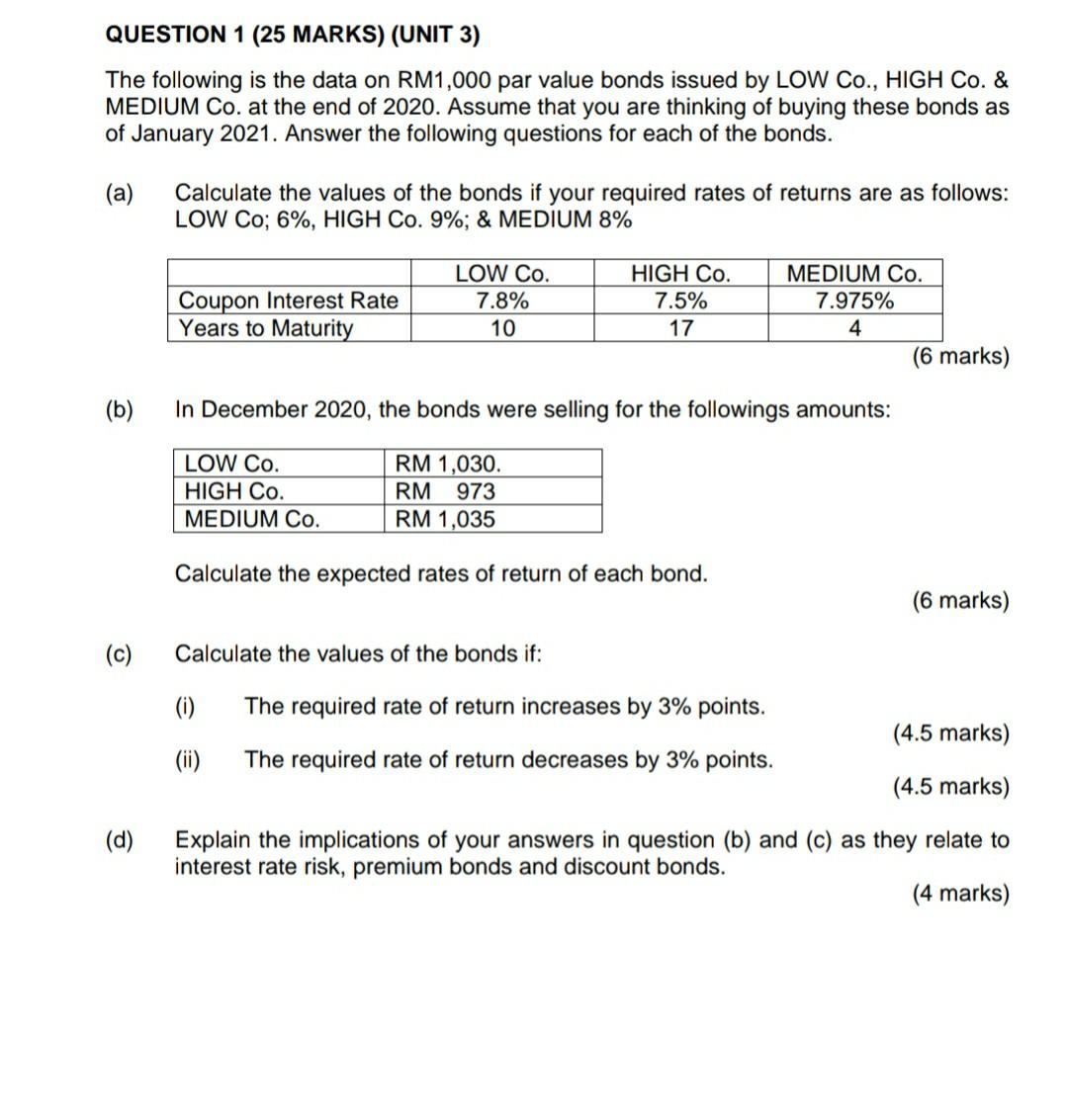 Solved QUESTION 1 25 MARKS UNIT 3 The Following Is The Chegg