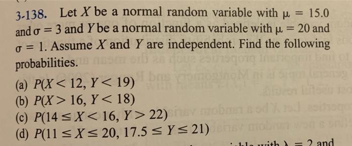 Solved 0= 3-138. Let X be a normal random variable with u = | Chegg.com