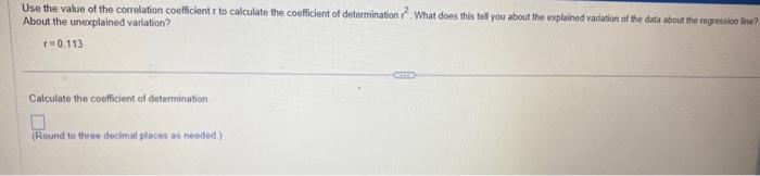 Solved Use the value of the correlation coefficient r to | Chegg.com