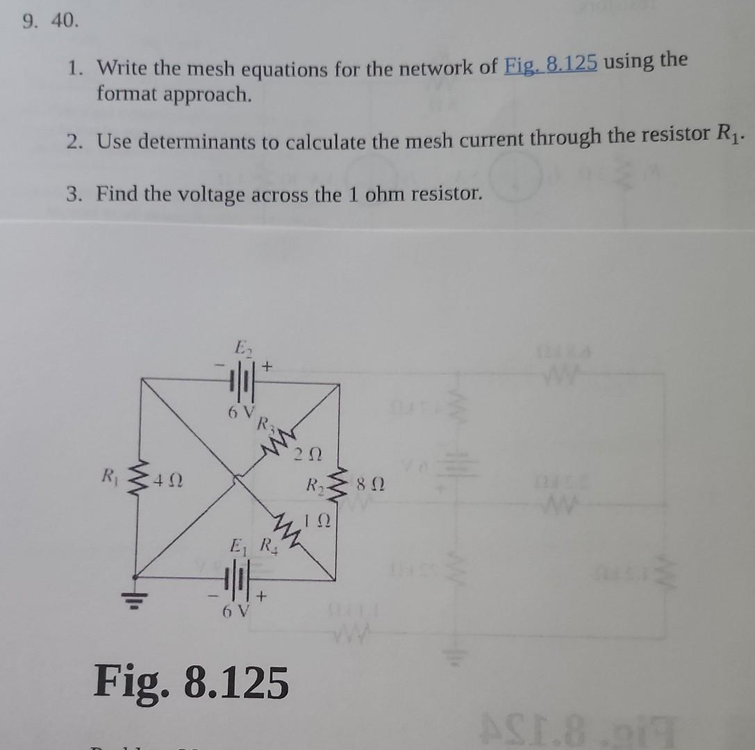 Solved 9. 40. 1. Write the mesh equations for the network of | Chegg.com