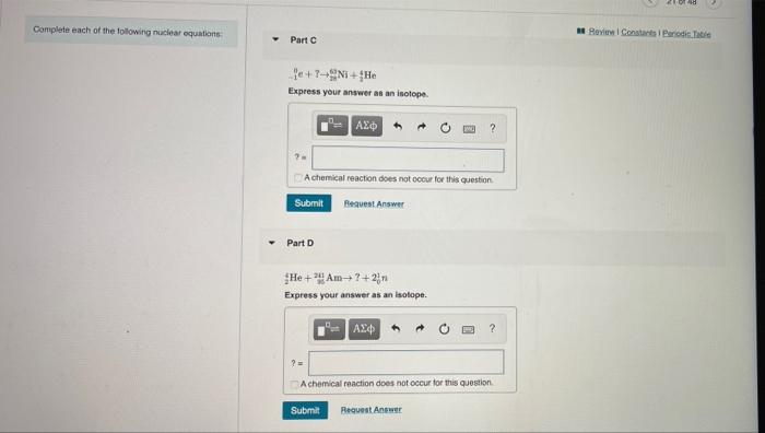 Solved Complete Each Of The Following Nuclear Equations | Chegg.com