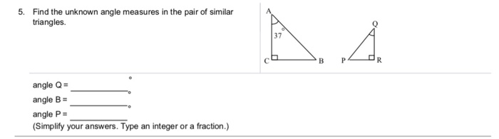 Solved 5. Find The Unknown Angle Measures In The Pair Of 