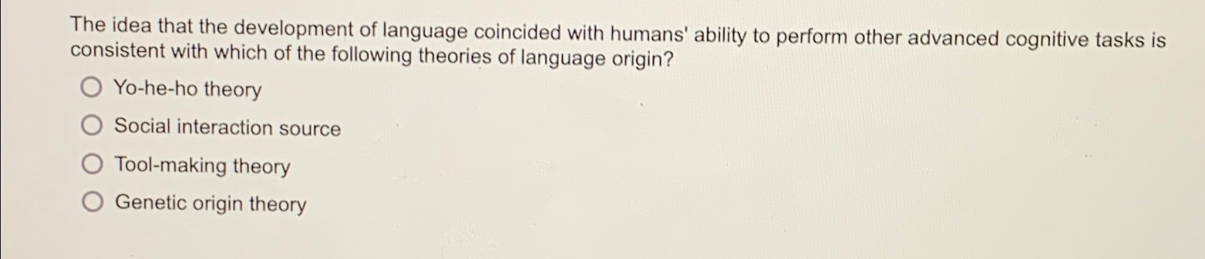 Solved The idea that the development of language coincided | Chegg.com