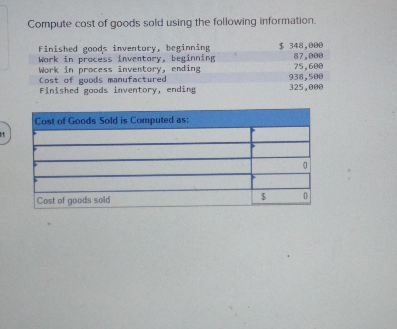 Solved Compute Cost Of Goods Sold Using The Following | Chegg.com