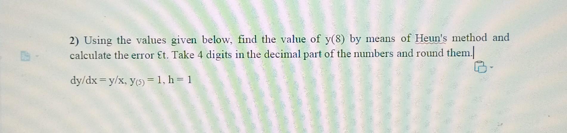 Solved 2) Using The Values Given Below, Find The Value Of | Chegg.com