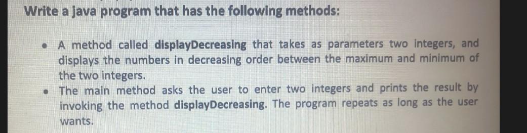 Solved Write a Java program that has the following methods: | Chegg.com