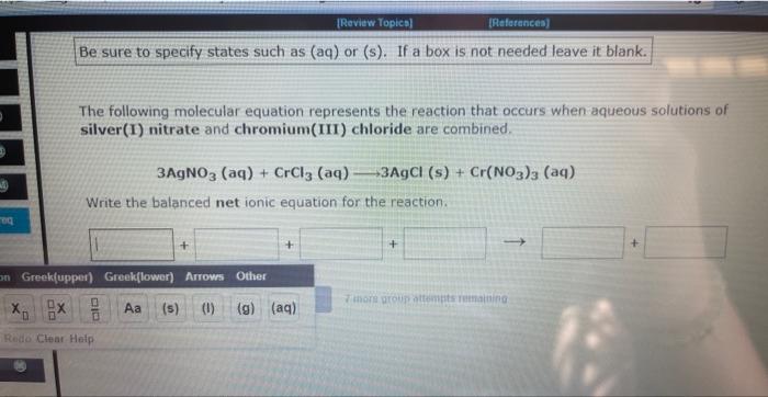 Solved The Following Molecular Equation Represents The 