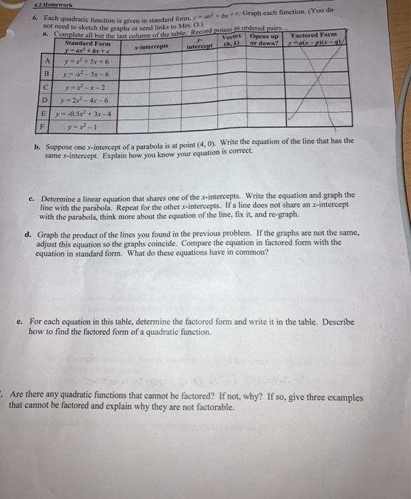 standard form homework answers