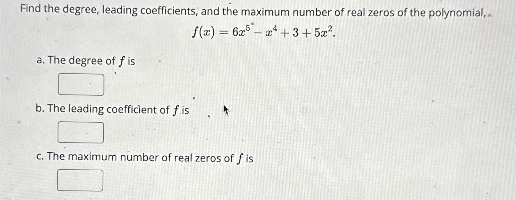 Solved Find The Degree Leading Coefficients And The 1584