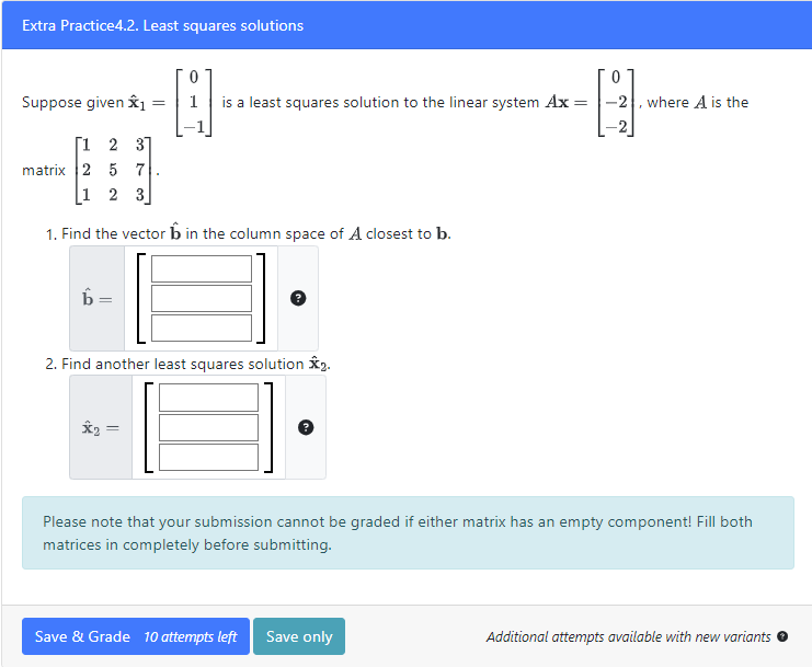 Solved Extra Practice4.2. ﻿Least squares solutionsSuppose | Chegg.com