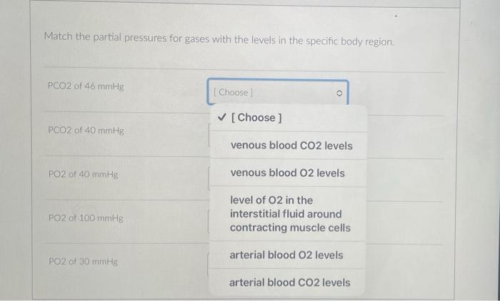 Solved Match the partial pressures for gases with the levels | Chegg.com