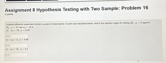 hypothesis testing assignment