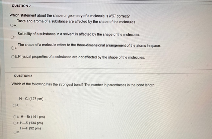 Solved QUESTION 7 Which statement about the shape or | Chegg.com