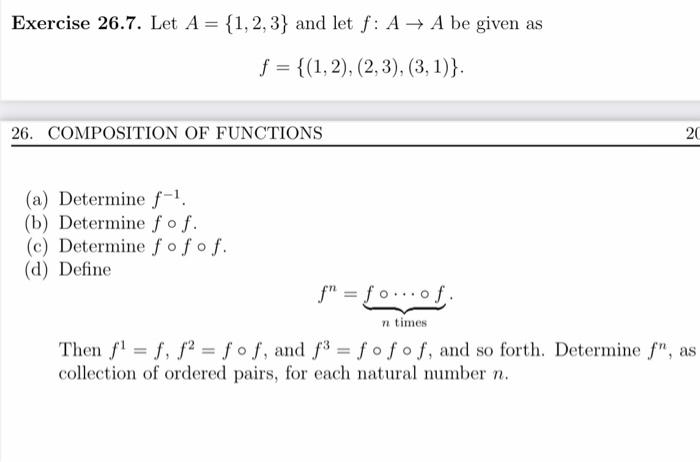 Solved Exercise 26.7. Let A = {1, 2, 3} And Let F: A + A Be | Chegg.com