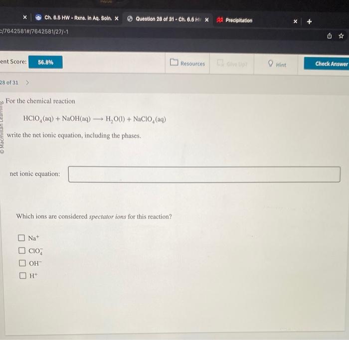 Solved For the chemical reaction | Chegg.com
