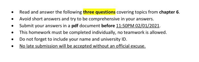 . Read and answer the following three questions | Chegg.com