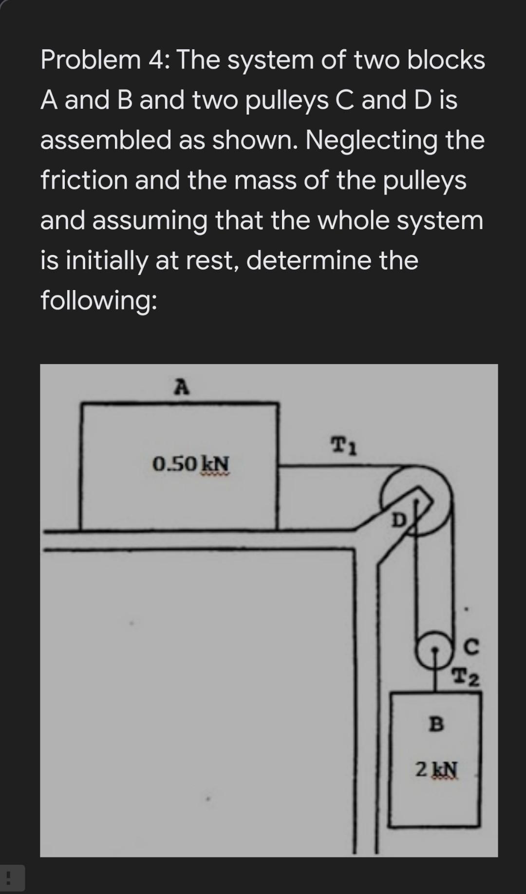 Solved Problem 4: The system of two blocks A and B and two | Chegg.com