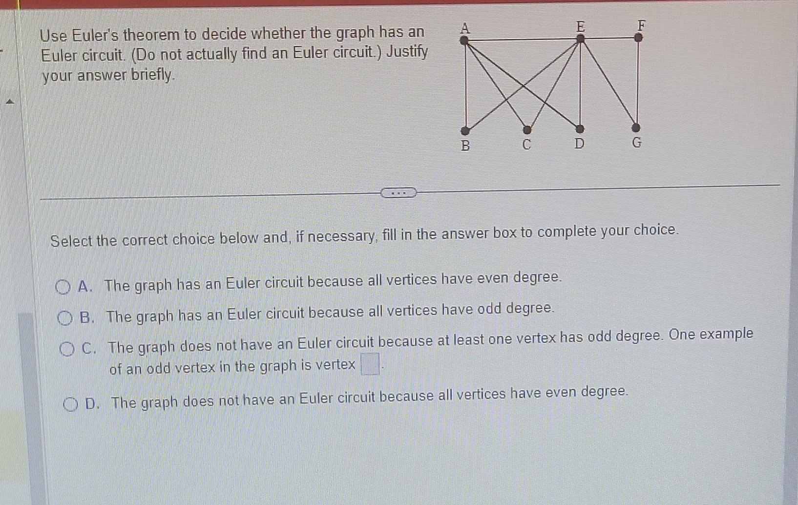 Solved Use Eulers Theorem To Decide Whether The Graph Has 8197