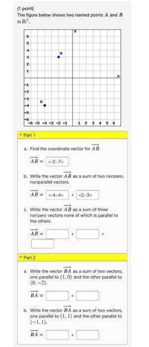 Solved (1 point) The figure below shows two named points A | Chegg.com