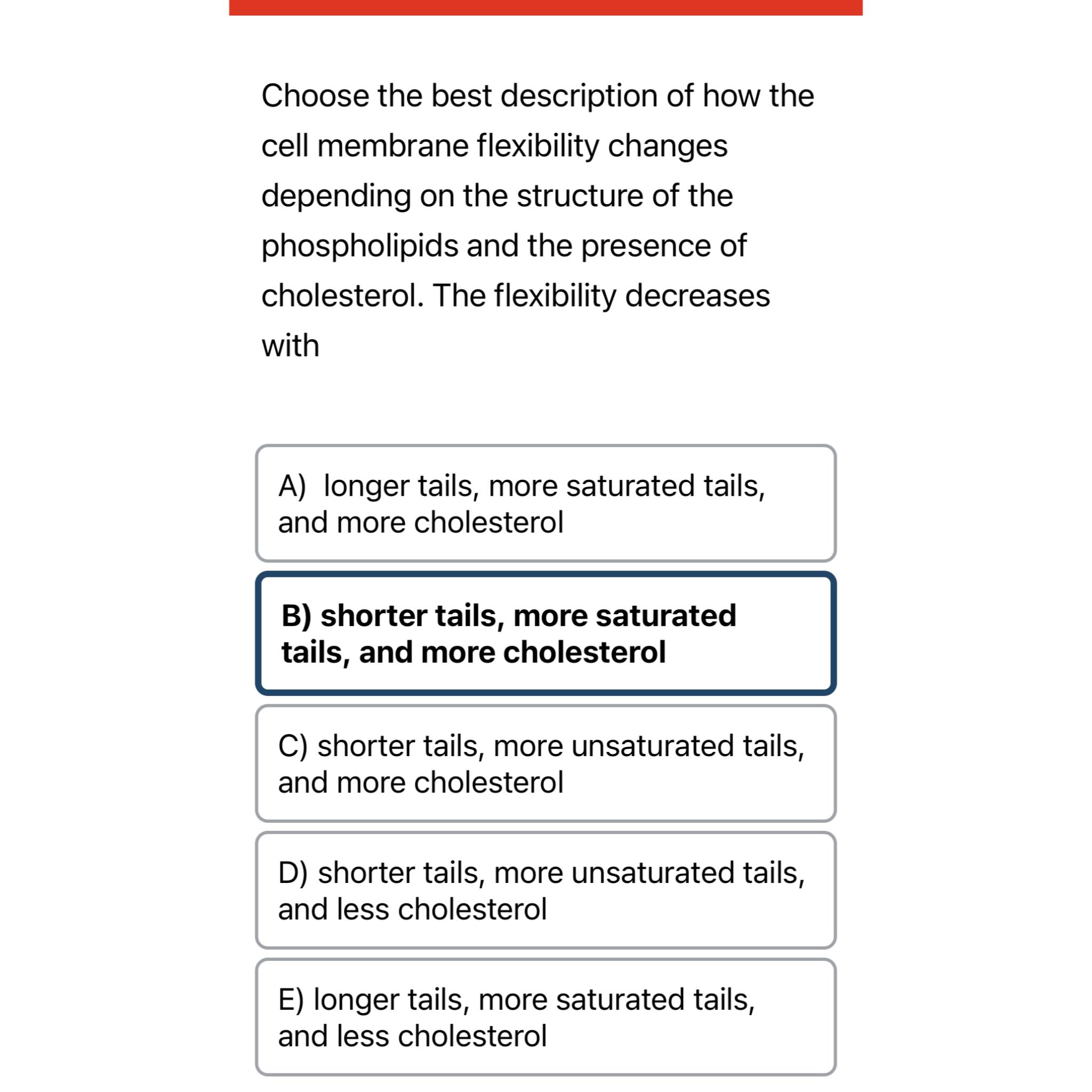 Solved Choose the best description of how the cell membrane