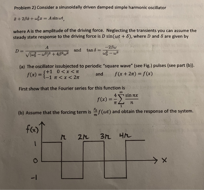 Problem 2 Consider A Sinusoidally Driven Damped S Chegg Com