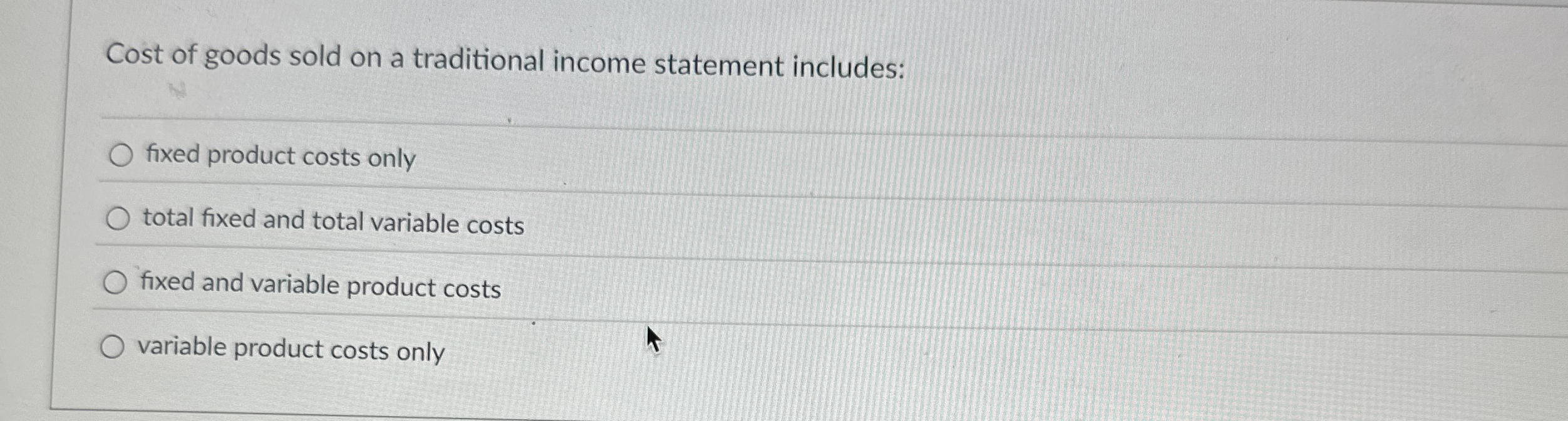 Solved Cost of goods sold on a traditional statement
