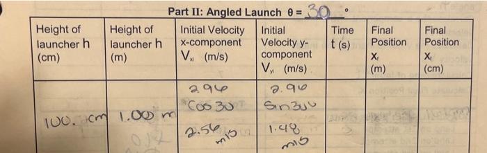 Solved Part II: Angled Launch θ=30. | Chegg.com