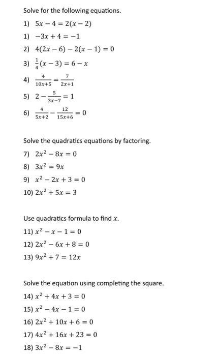 solve for x 5 4x 3 4 2x 1 47