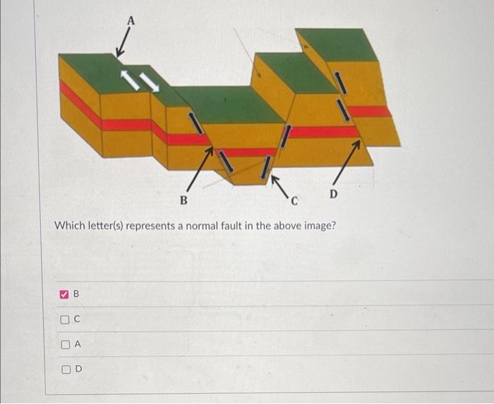 Solved D B C Which Letter(s) Represents A Normal Fault In | Chegg.com